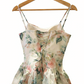 Robe en organza à imprimé floral rose et vert à volants - Robe printanière style frais gh6966