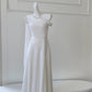 girlhomeshops- Minimalist White Asymmetric Off-Shoulder Midi Evening Gown gh6097