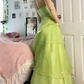 Green floral long tulle dress gh6856