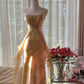 Robe de soirée longue en mousseline de soie, élégante et de couleur claire, idéale pour un anniversaire ou des fêtes (gh4065)