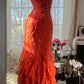 Orange Beautiful Charming Fashion Elegant Shiny Exquisite Beaded Long Chiffon Ball Gown Evening Gown Birthday Party Gown Prom Gown Graduation Gown gh3947