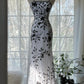 Robe de soirée longue en mousseline de soie, élégante, romantique, noire, à fleurs, pour anniversaire, mariage, vacances, gh4020