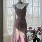 Rosa Lila Elegant Romantisch Exquisite Perlen Langes Chiffon Ballkleid Abendkleid Geburtstags-/Hochzeitsgast-/Urlaubspartykleid Ballkleid gh4021