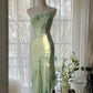 Grünes romantisches wunderschönes exquisites elegantes Perlen-One-Shoulder-Lang-Chiffon-Abendkleid Ballkleid Ballkleid Geburtstagsurlaub Partykleid gh4047