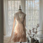 Blassrosa, zart, romantisch, süß, niedlich, wunderschön, exquisit, elegant, mit Perlen besetzt, kurz, Chiffon, Heimkehrkleid, Abendkleid, Ballkleid, Geburtstagskleid, Urlaubskleid, Partykleid, gh4045