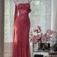 Vintage Rose - Dusty Rose Beaded Cami Mermaid Gown with Sash, Lace Socialite Party Dress gh7069