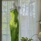 Grün wunderschöne Mode eine Schulter elegante Vintage exquisite Perlen lange Chiffon Ballkleid Abendkleid Geburtstag Party Kleid Ballkleid gh3951