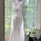 Girlhomeshops-Weißes, exquisites, perlenbesetztes, langes Chiffon-Ballkleid, Abendkleid, Partykleid, gh5077