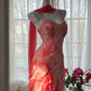 Rosa Romantisch Elegant Exquisite Blumen Perlen Rückenfrei Kurzes Chiffon Rüschen Homecoming Kleid Ballkleid Abendkleid Geburtstag Urlaub Partykleid Ballkleid gh4011