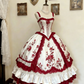 Robe de palais rococo rose verte et blanche gh6781