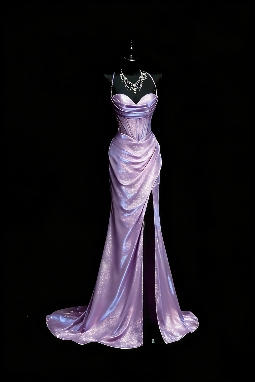 Robe sirène dos nu bleu scintillant style galaxie irisée - Robe de soirée et tapis rouge sur le thème des étoiles gh6570