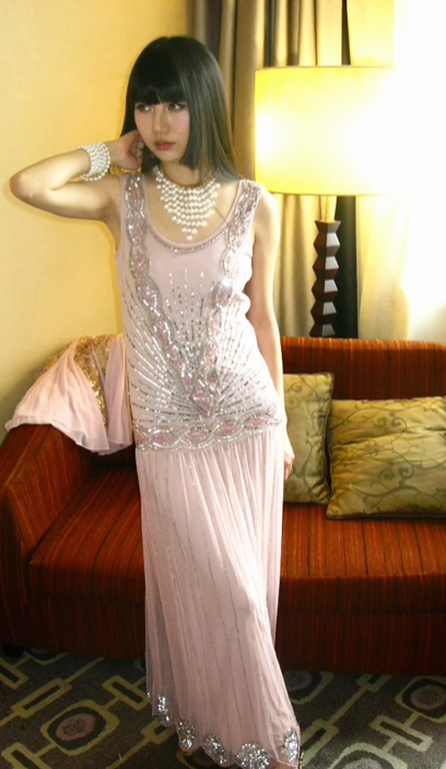 Blush Pink Vintage Sequin Spaghetti Strap Fitted Waist Elegant Prom & Evening Party Dress gh8374