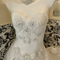 Ivory Strapless Rhinestone Cinched Waist Lace Skirt Long Romantic Dress, Wedding Gown gh7821