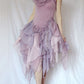 Purple Fairy Floral Elegant Cute Short/Mid-Length Chiffon Prom Dress Homecoming Dress Party Dress Birthday Dress gh4168