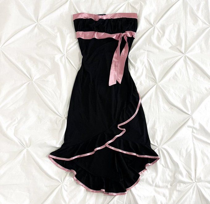 Robe de soirée élégante à volants avec nœud rose et ruban, tenue de soirée, de fête d'anniversaire, courte et mignonne, gh3236
