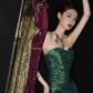 Dark Green Iridescent Strapless Ruffled Long Evening Gown Ruched Prom Dress gh9853