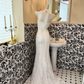 White Strapless Waist-Cinched Slim Fit Rhinestone Embellished Mermaid Sexy Romantic Dress, Wedding Gown gh7636