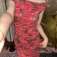 Pink Vintage Sexy Rose Floral Ruched Fitted Waist Slim Bodycon Prom & Evening Party Dress gh8411