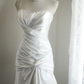 Satin Strapless Mermaid Wedding Dress, Beaded Neckline Twisted Draped Bodice Knot Detail Fitted Mermaid Bridal Gown gh9103
