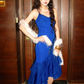 Royal Blue Vintage Sequin Spaghetti Strap Fitted Waist Luxury Prom & Evening Party Dress gh8385