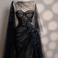 Girlhomeshops-Black/Wine Red/Light Brown Exquisite Beaded Sweetheart Collar Long Tulle Prom Dress Evening Dress Party Dress gh5386