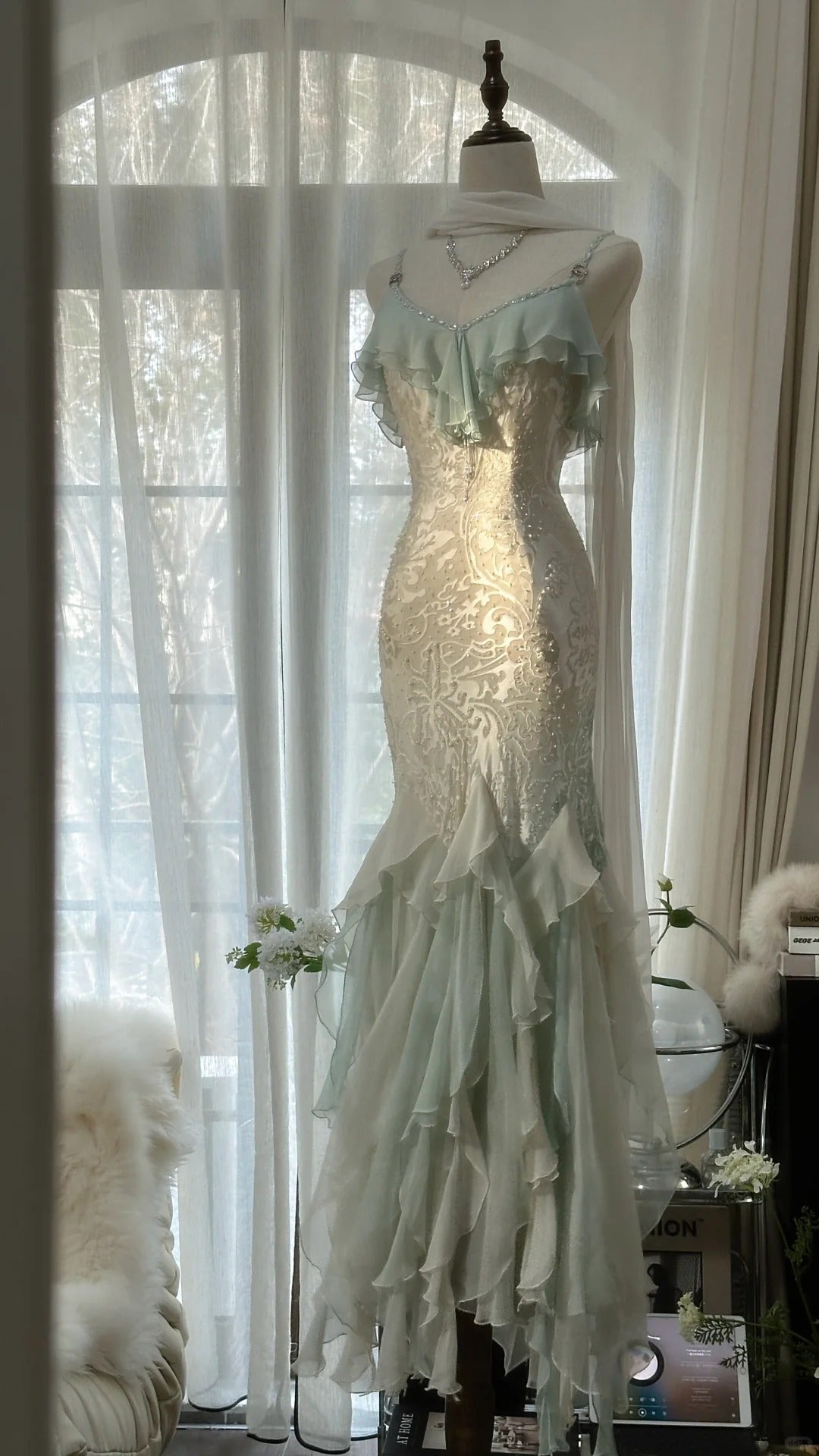 white lace and mint dress J. Marie: Introduce Yourself White Lace Dress Shop the Mint