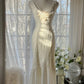 Ivory White Romantic Fashion Elegant Exquisite Lace Long Chiffon Ball Gown Evening Dress Birthday/Wedding Guest/Holiday Party Dress Prom Dress Valentine's Day Date Dress gh4028
