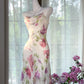 White Pink Floral Ball Gown Long Chiffon Date Dress Evening Dress Birthday Dress Wedding Dress gh4531