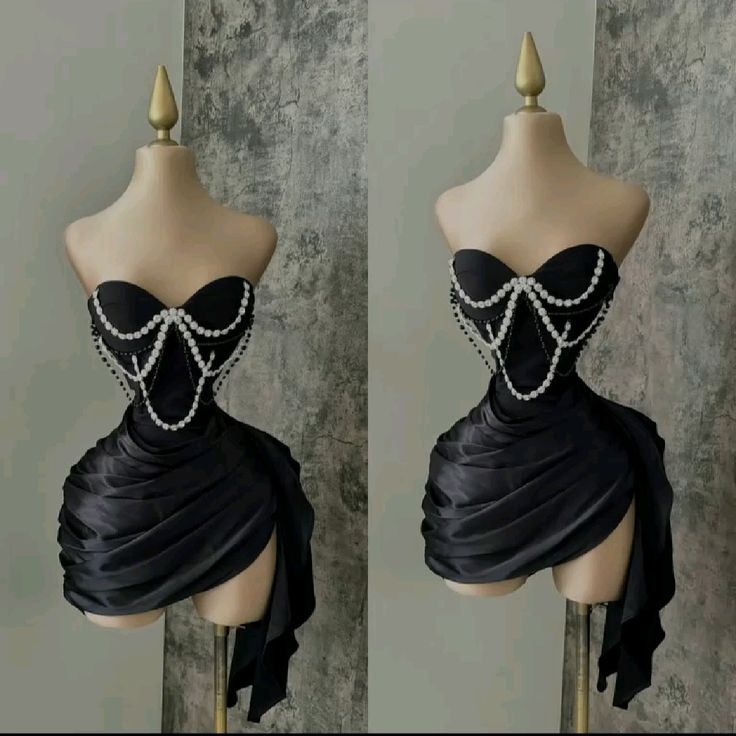 Schwarzes, kurzes Satin-Heimkehrkleid mit Perlen, Ballkleid, Geburtstagskleid, gh4931