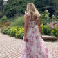 Rosa/Blau Süßes A-Linien-Blumen-Chiffon-Lang-Elegantes bodenlanges Ballkleid-Abendkleid-Hochzeits-Partykleid-Abschlussballkleid-Abschlusskleid gh2794