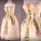 girlhomeshops – Elfenbeinfarbenes, zartrosa, geblümtes, langes Satin-Ballkleid, Ballkleid, gh5553