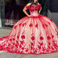 Rotes wunderschönes, exquisites, süßes Blumenapplikations-Langtüll-Ballkleid-Abendkleid-Brautkleid gh3345