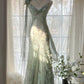 Mint Green Gorgeous Exquisite Beaded Long Chiffon Fairy Ball Gown Evening Dress Wedding Party Dress Prom Dress Graduation Date Dress gh3989