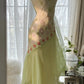 Green Elegant Romantic Delicate Floral Beading Spaghetti Strap Long Chiffon Homecoming Ball Gown Evening Dress Birthday/Wedding Guest/Holiday Party Dress Prom Dress gh4024