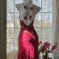 Rosa Wunderschönes Elegantes Romantisches Exquisites Perlenbesetztes Pailletten Midi/Kurzes Chiffon Ballkleid Abendkleid Geburtstags-/Hochzeitsgast-Partykleid Ballkleid gh4019