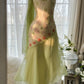 Green Elegant Romantic Delicate Floral Beading Spaghetti Strap Long Chiffon Homecoming Ball Gown Evening Dress Birthday/Wedding Guest/Holiday Party Dress Prom Dress gh4024