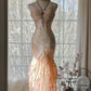 Light Pink Gorgeous Exquisite Beading Spaghetti Strap Long Chiffon Satin Ball Gown Evening Dress Birthday/Holiday Party Dress Prom Dress gh4064