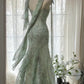 Mint Green Romantic Fashion Elegant Exquisite Beading Spaghetti Straps Long Tulle Chiffon Ruffle Ball Gown Evening Dress Party Dress gh4058