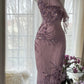 Pink Purple Romantic One Shoulder Fashion Elegant Exquisite Floral Beading Long Chiffon Ball Gown Evening Dress Birthday Holiday Party Dress Prom Dress gh4012