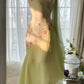Green Elegant Romantic Delicate Floral Beading Spaghetti Strap Long Chiffon Homecoming Ball Gown Evening Dress Birthday/Wedding Guest/Holiday Party Dress Prom Dress gh4024