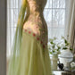 Green Elegant Romantic Delicate Floral Beading Spaghetti Strap Long Chiffon Homecoming Ball Gown Evening Dress Birthday/Wedding Guest/Holiday Party Dress Prom Dress gh4024