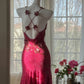 Rosa Wunderschönes Elegantes Romantisches Exquisites Perlenbesetztes Pailletten Midi/Kurzes Chiffon Ballkleid Abendkleid Geburtstags-/Hochzeitsgast-Partykleid Ballkleid gh4019