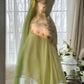 Green Elegant Romantic Delicate Floral Beading Spaghetti Strap Long Chiffon Homecoming Ball Gown Evening Dress Birthday/Wedding Guest/Holiday Party Dress Prom Dress gh4024