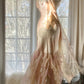 Light Pink Gorgeous Exquisite Beading Spaghetti Strap Long Chiffon Satin Ball Gown Evening Dress Birthday/Holiday Party Dress Prom Dress gh4064