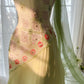 Green Elegant Romantic Delicate Floral Beading Spaghetti Strap Long Chiffon Homecoming Ball Gown Evening Dress Birthday/Wedding Guest/Holiday Party Dress Prom Dress gh4024