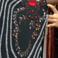 One Shoulder Black Chiffon Prom Dress Hand Beaded Circular Rhinestone 3D Red Flower Vintage Evening Gown gh9825