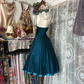 Luxury Vintage Dark Green Spaghetti Strap Fitted Waist Flared Skirt Prom & Evening Party Dress gh8491