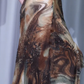✨Girlhomeshops-Vintage Flutter Sleeve Ink Print Beaded High Slit Midi Cocktail Dress gh10017