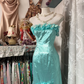 Mint Blue Strapless Fitted Mermaid Hem Prom Dress, Formal Evening Gown gh7208