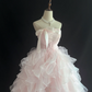 Blush Pink Strapless Youthful Voluminous Wavy Skirt Long Romantic Dress, Wedding Gown gh8017